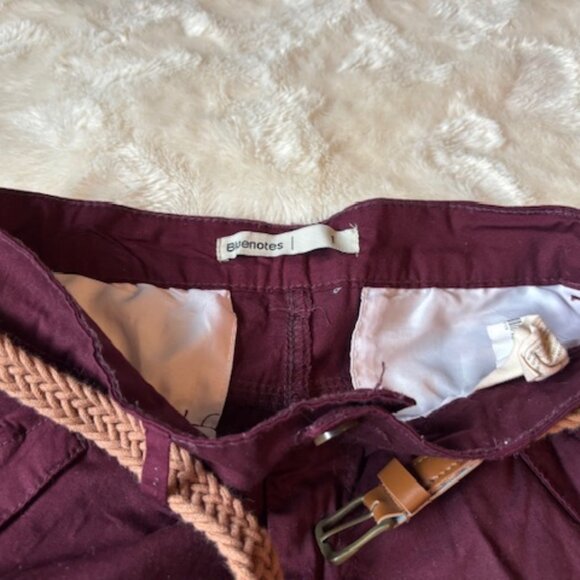 2/$40 Bluenotes Low Rise Shortie Burgundy Shorts with Belt Ladies/Junior Size 1 - Picture 2 of 13